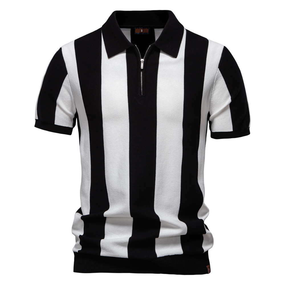 Lapel Short-sleeved Woolen Polo Shirt For Men - Image 5