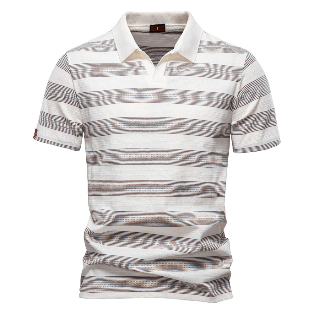 Striped Lapel Men's Polo Shirt Fashion - Image 2