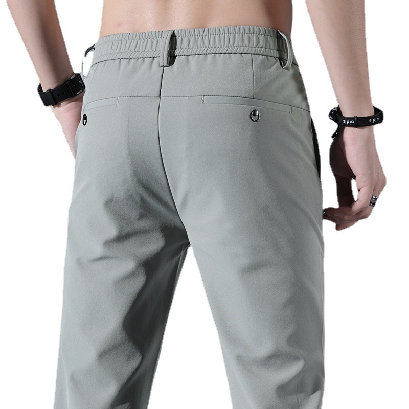 Summer Thin Ice Silk Men's Simple Smooth Stretch Casual Pants - Image 4