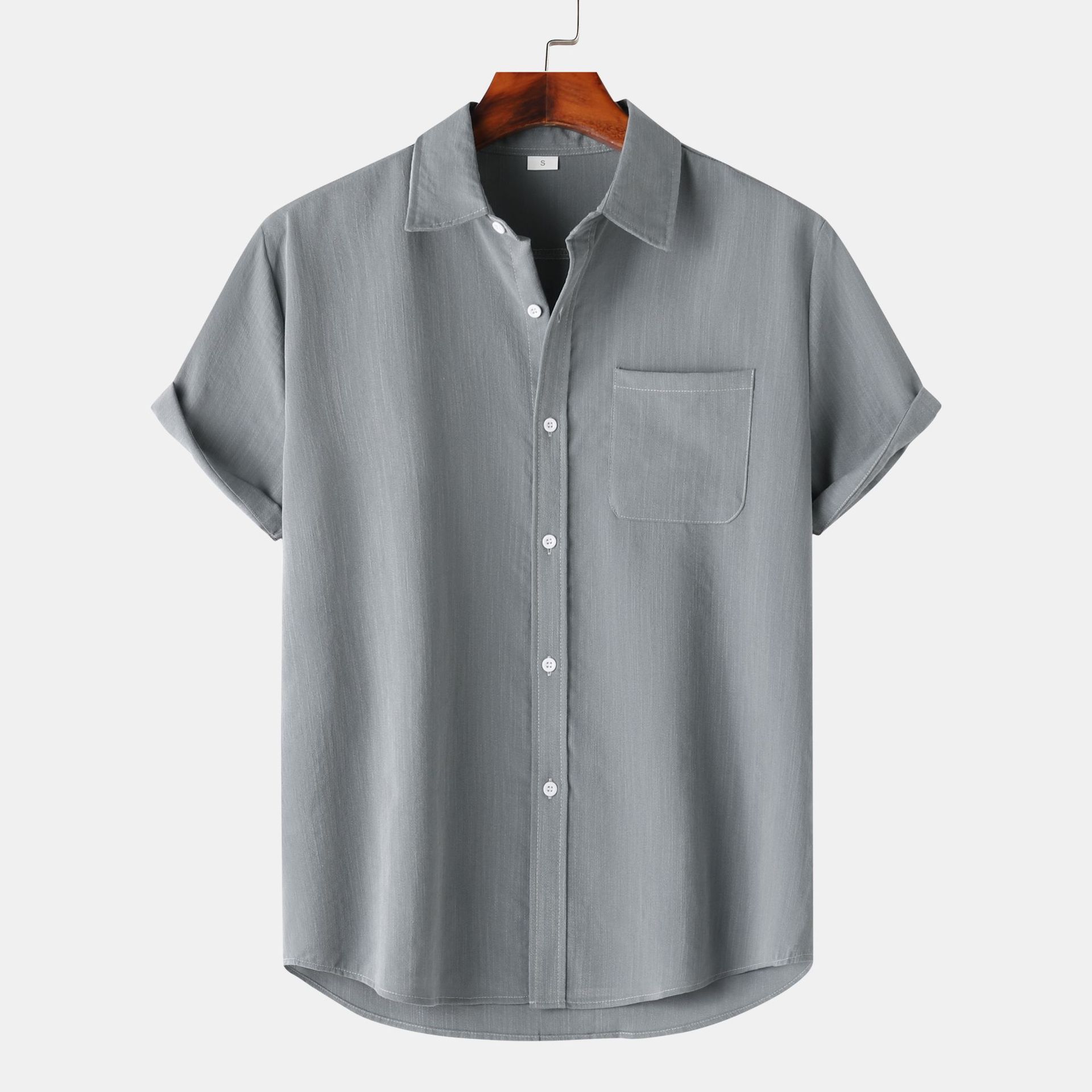 European And American Summer Short Sleeve Casual Cardigan Men's Shirt - Image 8