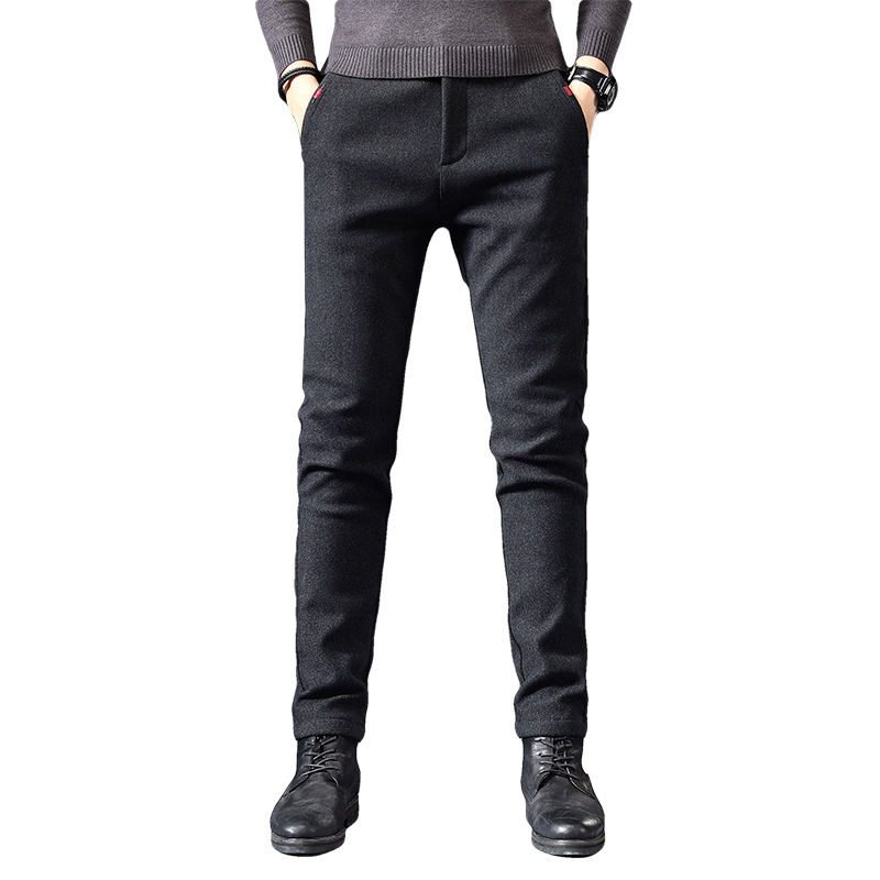 Fleece Lined Sanded Slim-fit Stretch Casual Pants - Image 2