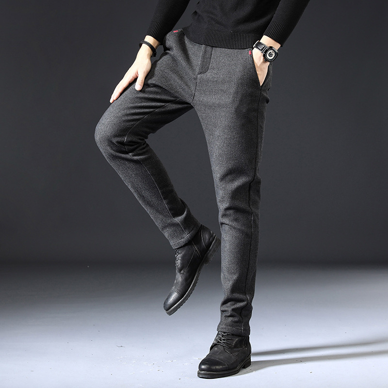 Fleece Lined Sanded Slim-fit Stretch Casual Pants - Image 6