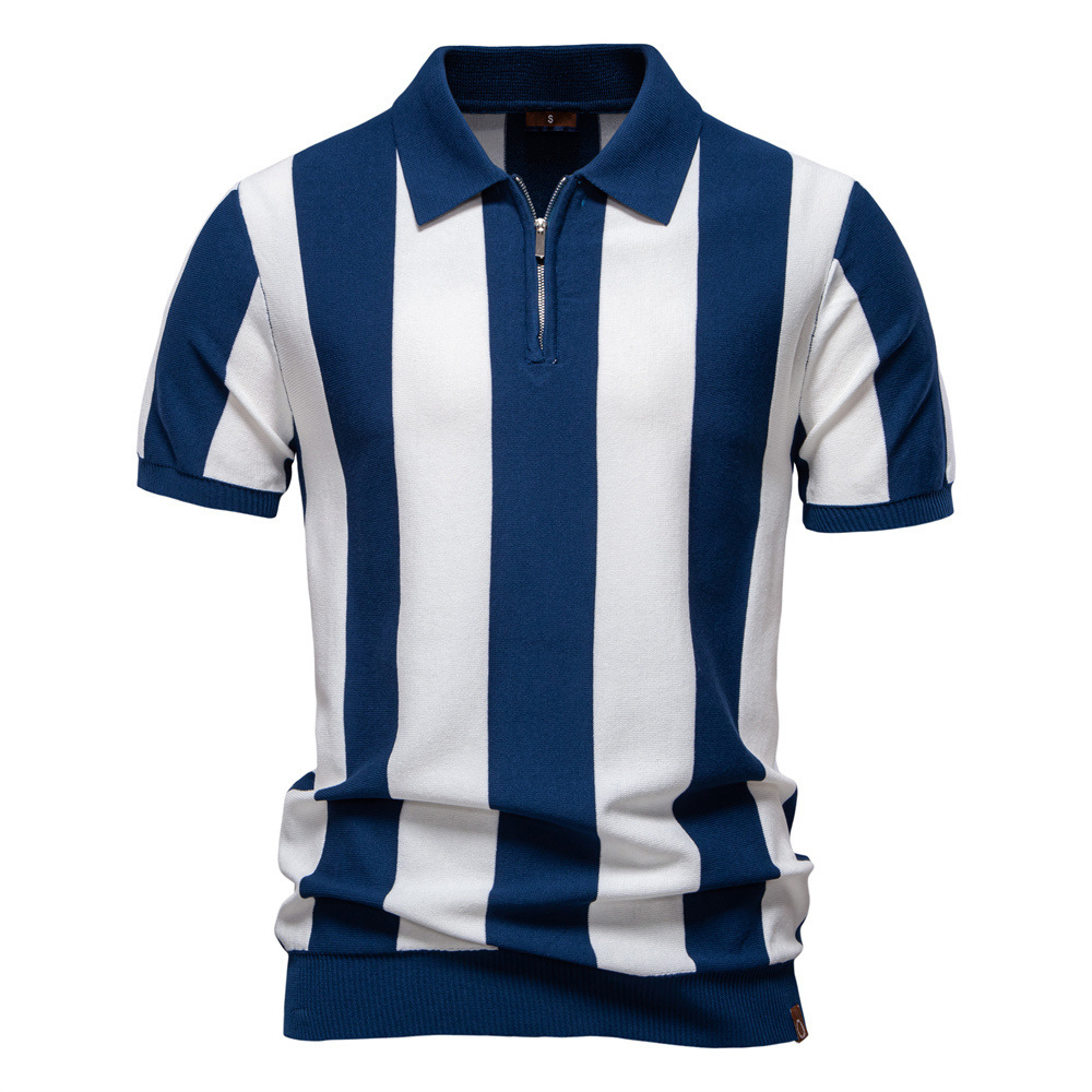 Lapel Short-sleeved Woolen Polo Shirt For Men - Image 6