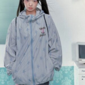 Sunscreen Clothing Summer Printed Drawstring Long Sleeved Jacket