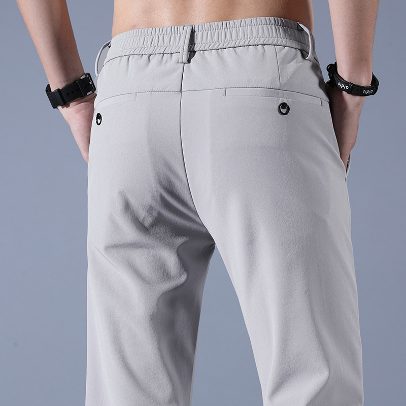 Summer Thin Ice Silk Men's Simple Smooth Stretch Casual Pants - Image 10