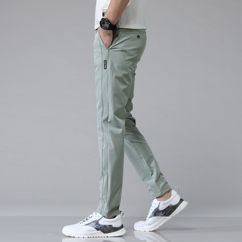 Summer Thin Ice Silk Men's Simple Smooth Stretch Casual Pants - Image 3