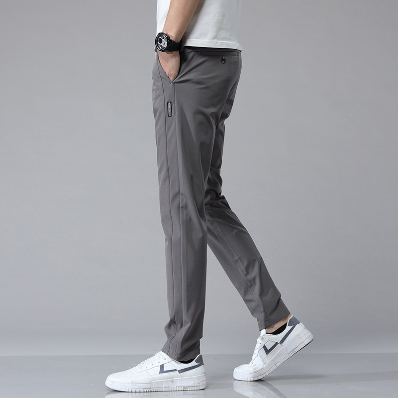 Summer Thin Ice Silk Men's Simple Smooth Stretch Casual Pants - Image 2