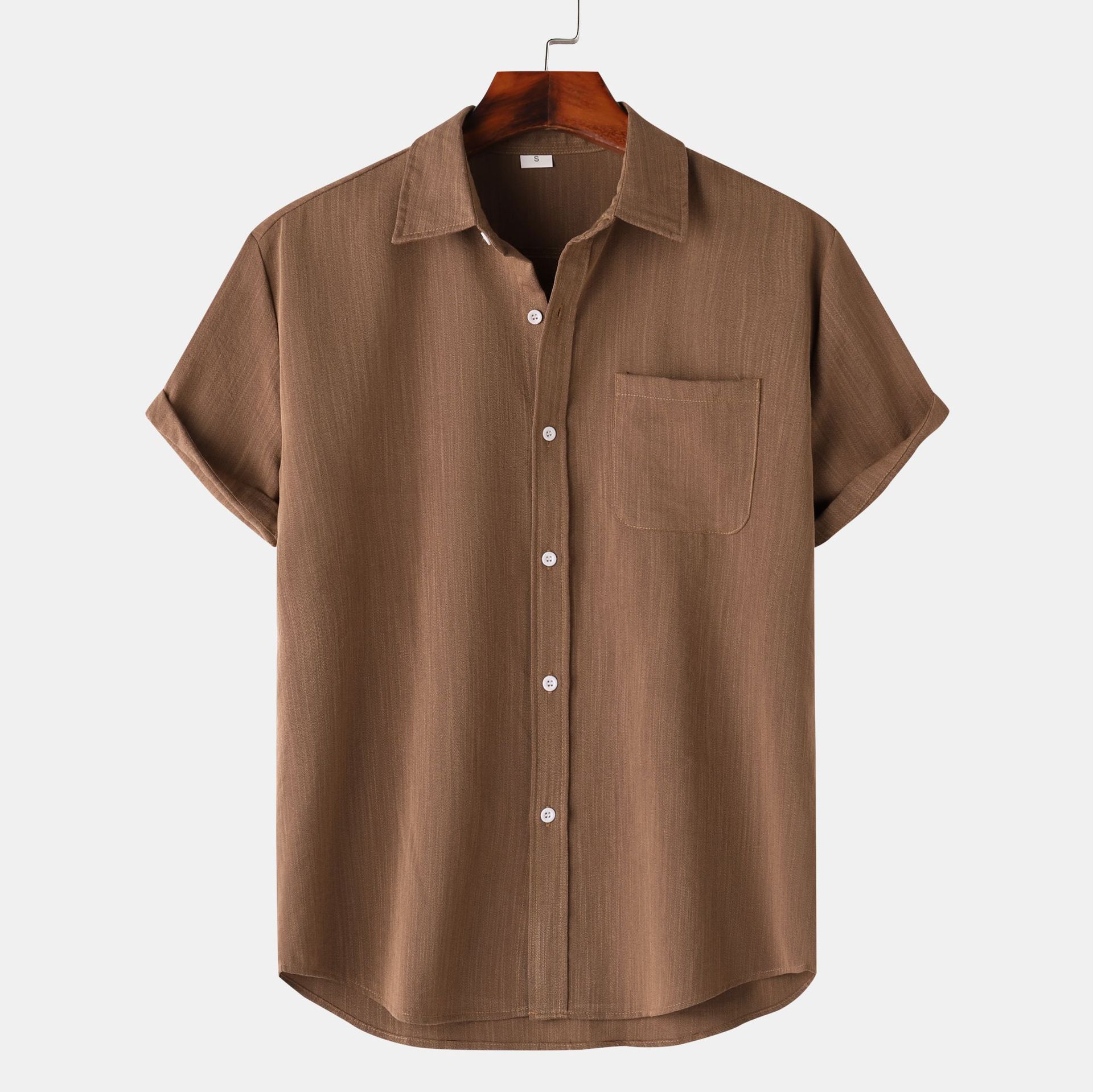 European And American Summer Short Sleeve Casual Cardigan Men's Shirt - Image 2