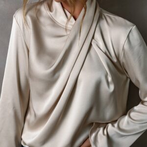Women's Solid Color Satin Chiffon Blouse