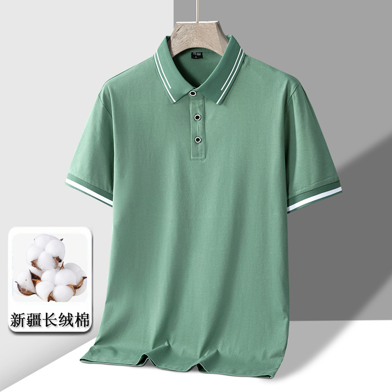 Men's Short-sleeved T-shirt Full Cotton Thin Section Business Lapel - Image 2