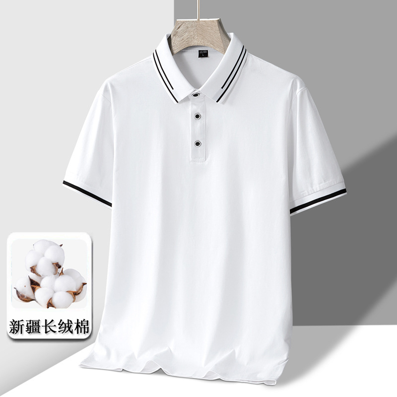 Men's Short-sleeved T-shirt Full Cotton Thin Section Business Lapel - Image 7