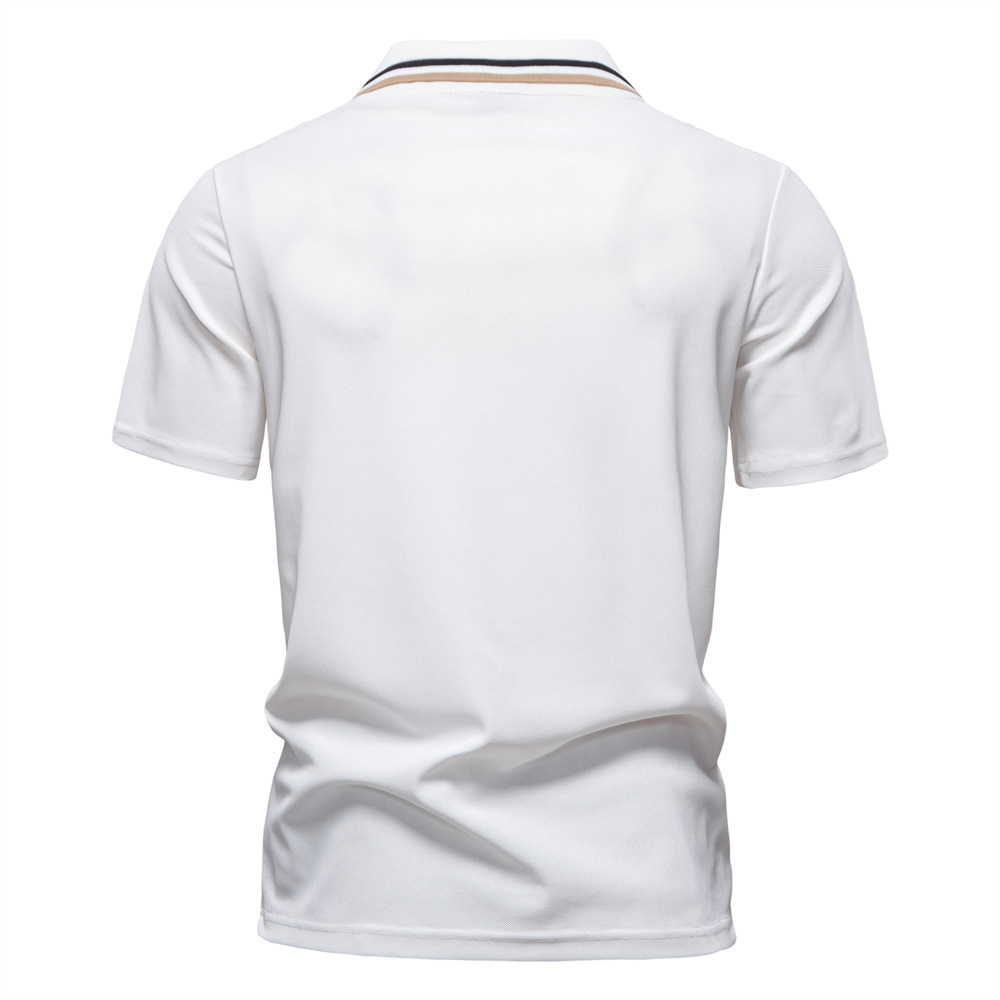 Short-sleeved Polo Shirt Striped Lapel Business Casual Top Men - Image 10