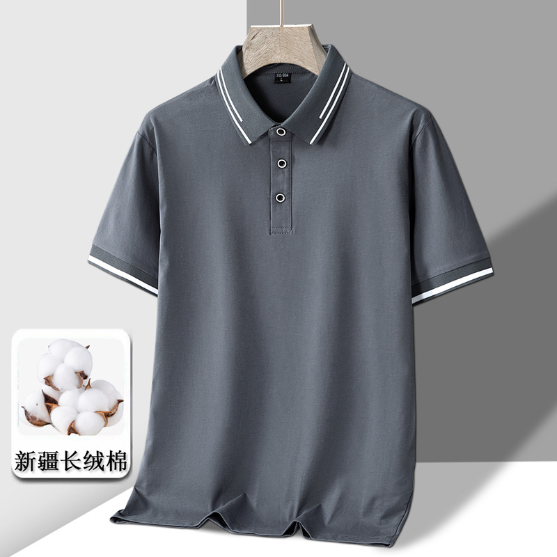 Men's Short-sleeved T-shirt Full Cotton Thin Section Business Lapel - Image 4