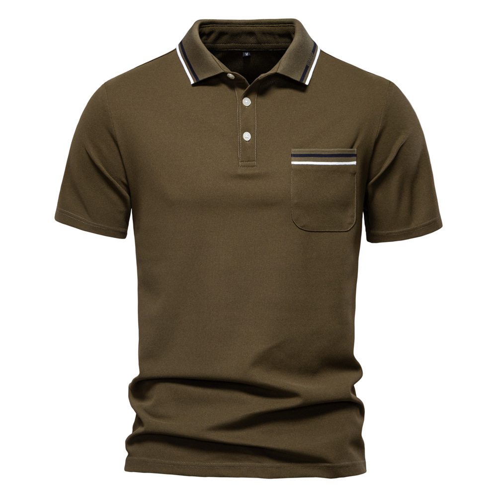 Short-sleeved Polo Shirt Striped Lapel Business Casual Top Men - Image 5