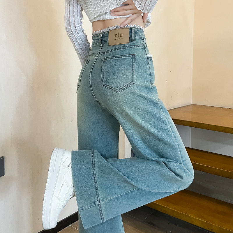 Women's Lace-trim Wide-leg Jeans - Image 10