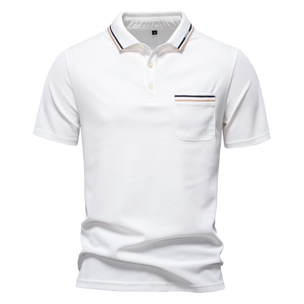 Short-sleeved Polo Shirt Striped Lapel Business Casual Top Men - Image 6