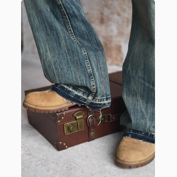 Loose Straight Leg Micro Flared Jeans For Men - Image 5