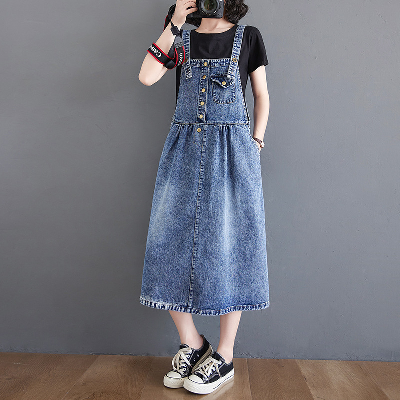 Denim Suspender Skirt Dress Denim Skirt - Image 5