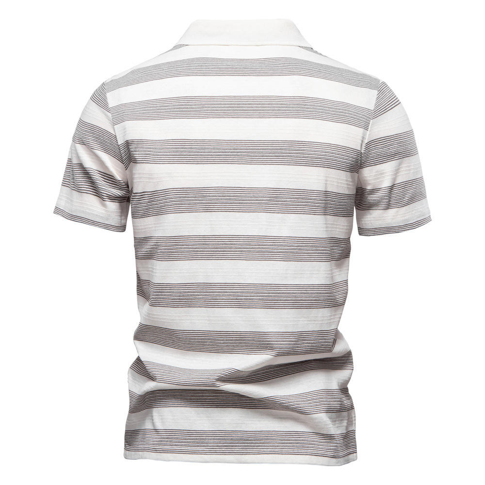 Striped Lapel Men's Polo Shirt Fashion - Image 4