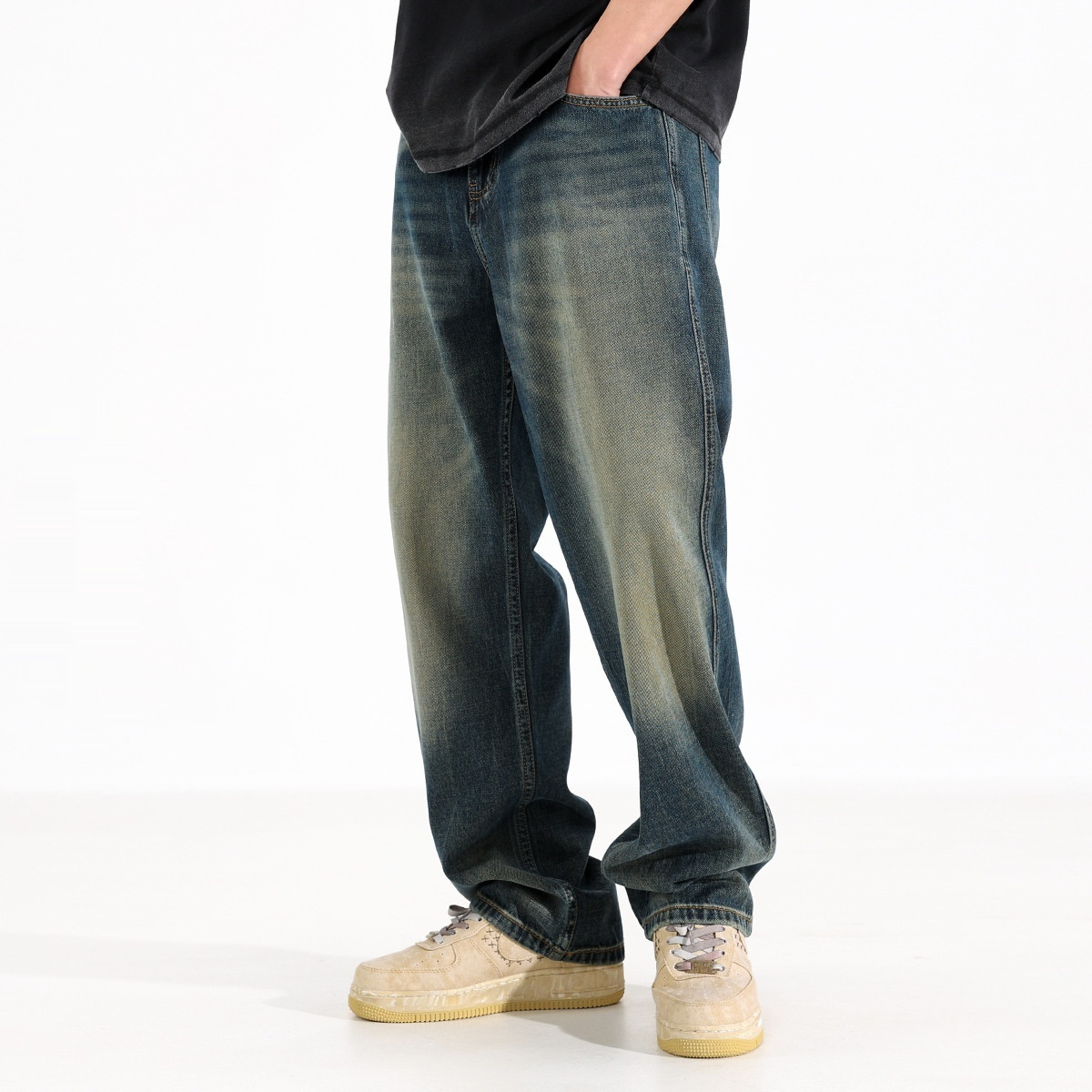 Casual Loose Drooping Straight Jeans For Men Spring - Image 2