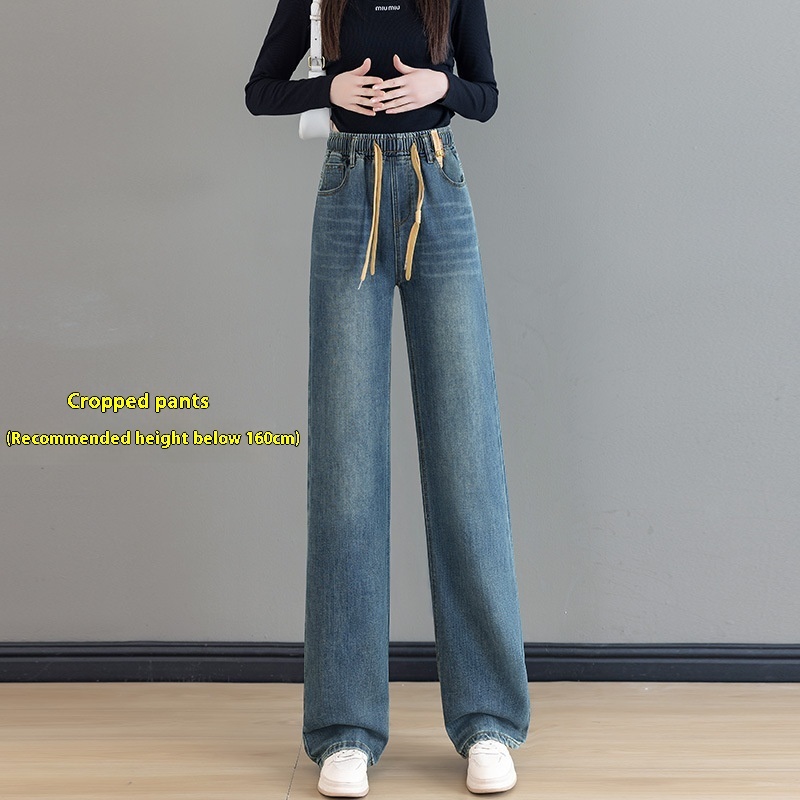 Loose Waist Trimming Lace-up Jeans For Women - Image 2