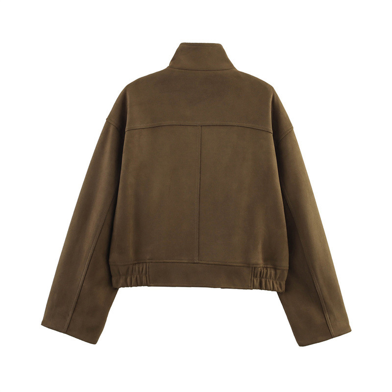 European And American Style Solid Color Cool Suede Jacket Coat - Image 4