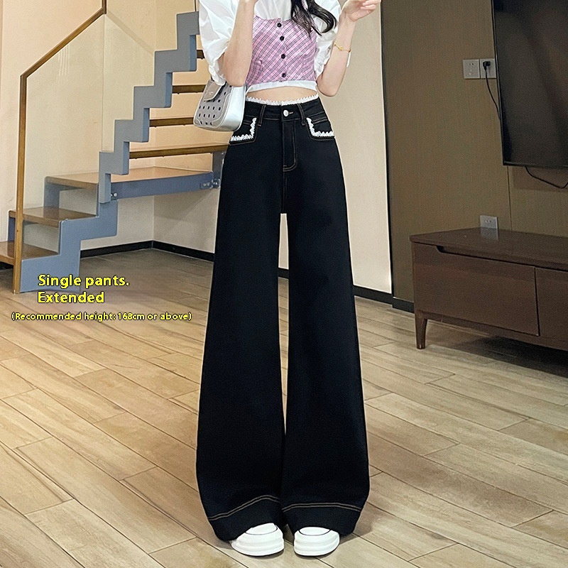 Women's Lace-trim Wide-leg Jeans - Image 9
