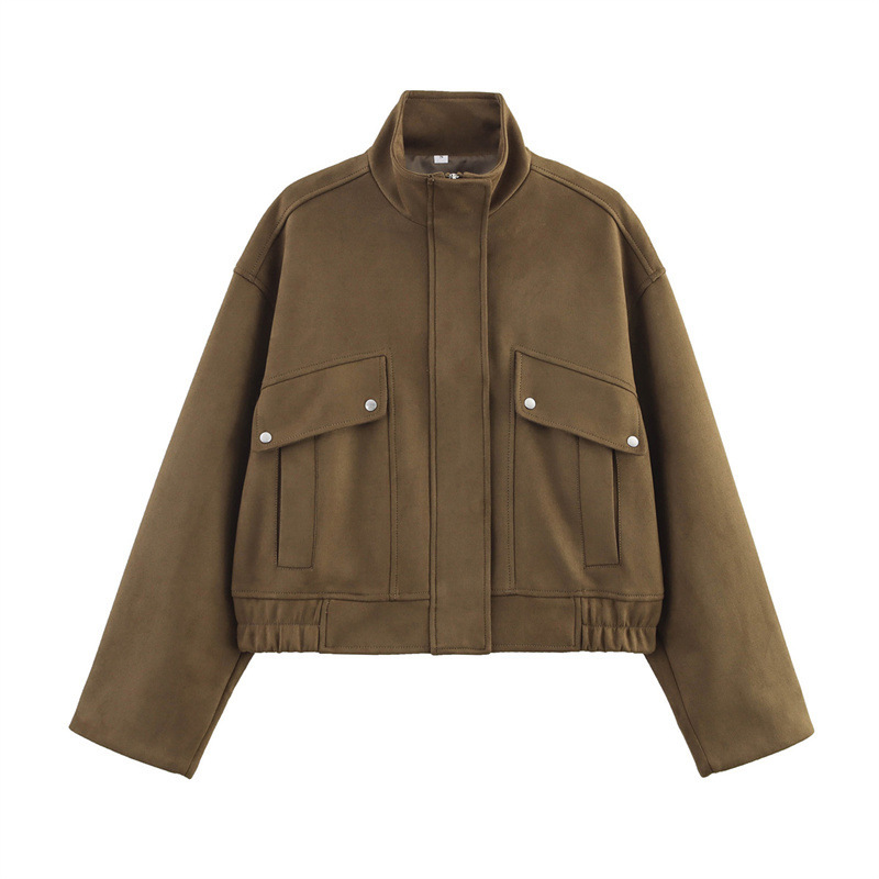 European And American Style Solid Color Cool Suede Jacket Coat - Image 2