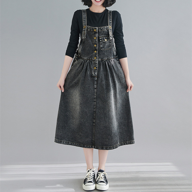 Denim Suspender Skirt Dress Denim Skirt - Image 4