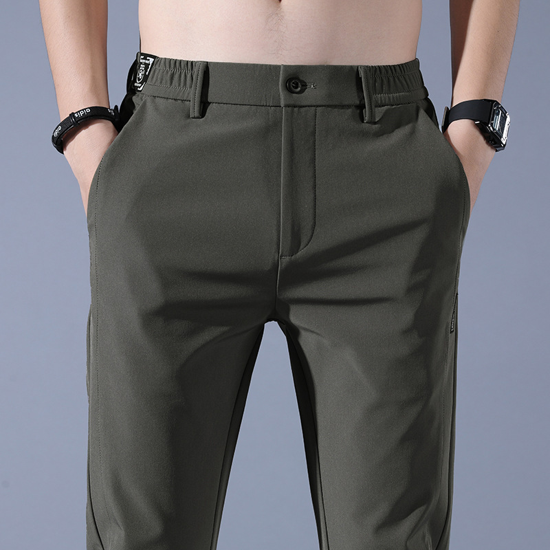 Summer Thin Ice Silk Men's Simple Smooth Stretch Casual Pants