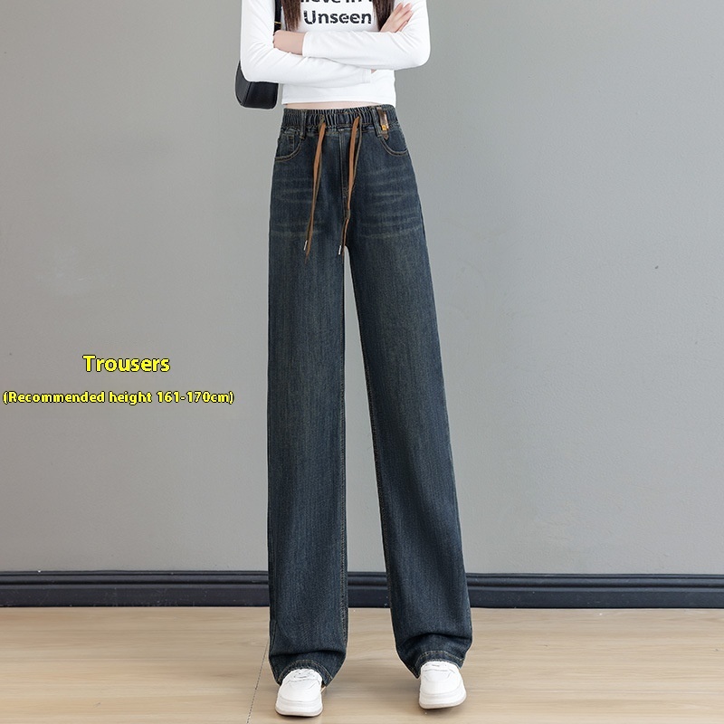 Loose Waist Trimming Lace-up Jeans For Women - Image 3