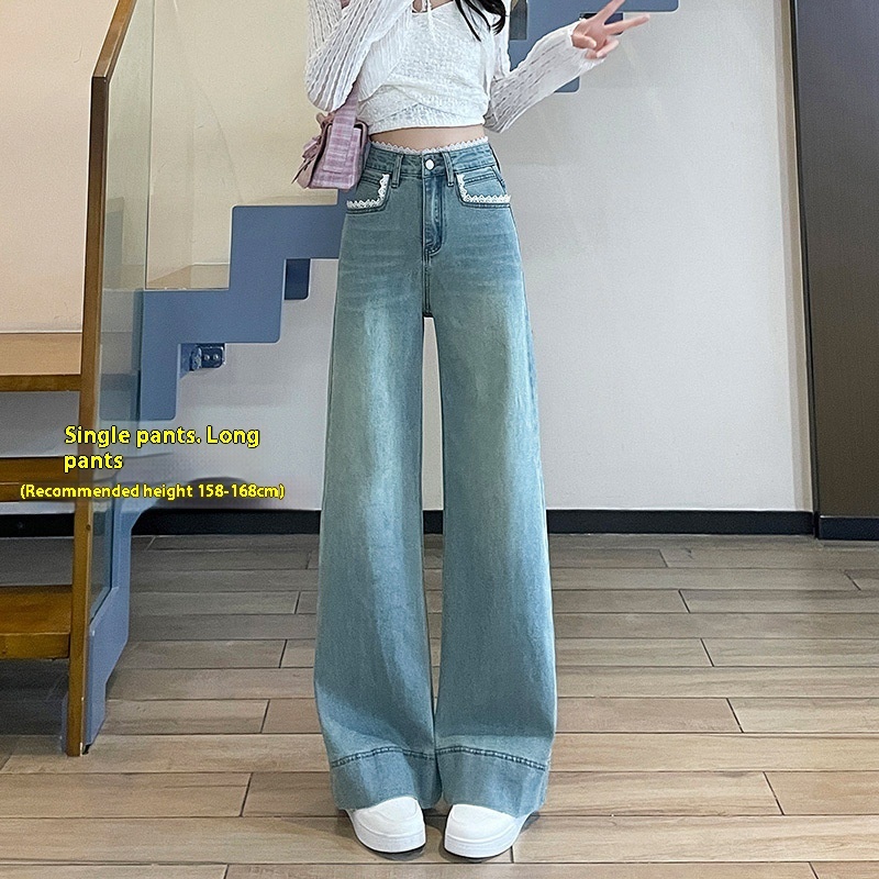Women's Lace-trim Wide-leg Jeans - Image 6