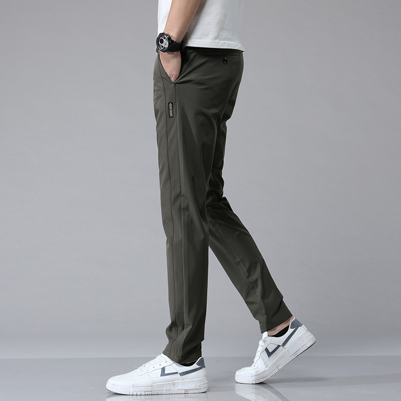 Summer Thin Ice Silk Men's Simple Smooth Stretch Casual Pants - Image 5
